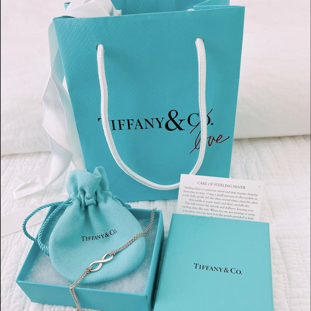 Tiffany & Co sterling silver infinity bracelet symbolizing powerful connection.